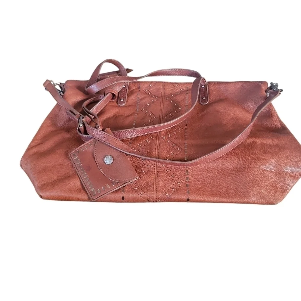 Lucky Brand Brown Leather Dixie Crossbody Tote Hobo Shoulder Bag